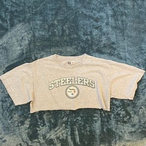 steelers gray crop top, size medium NFL t shirt, nfl apparel pittsburgh